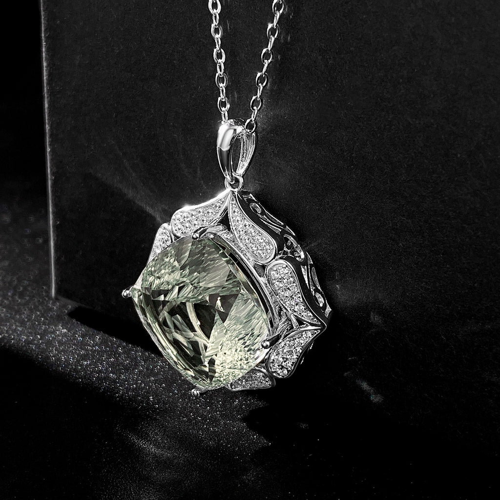 Emerald Isle Luxury Pendant Necklace worn — luxury emerald pendant, House of Ugarit