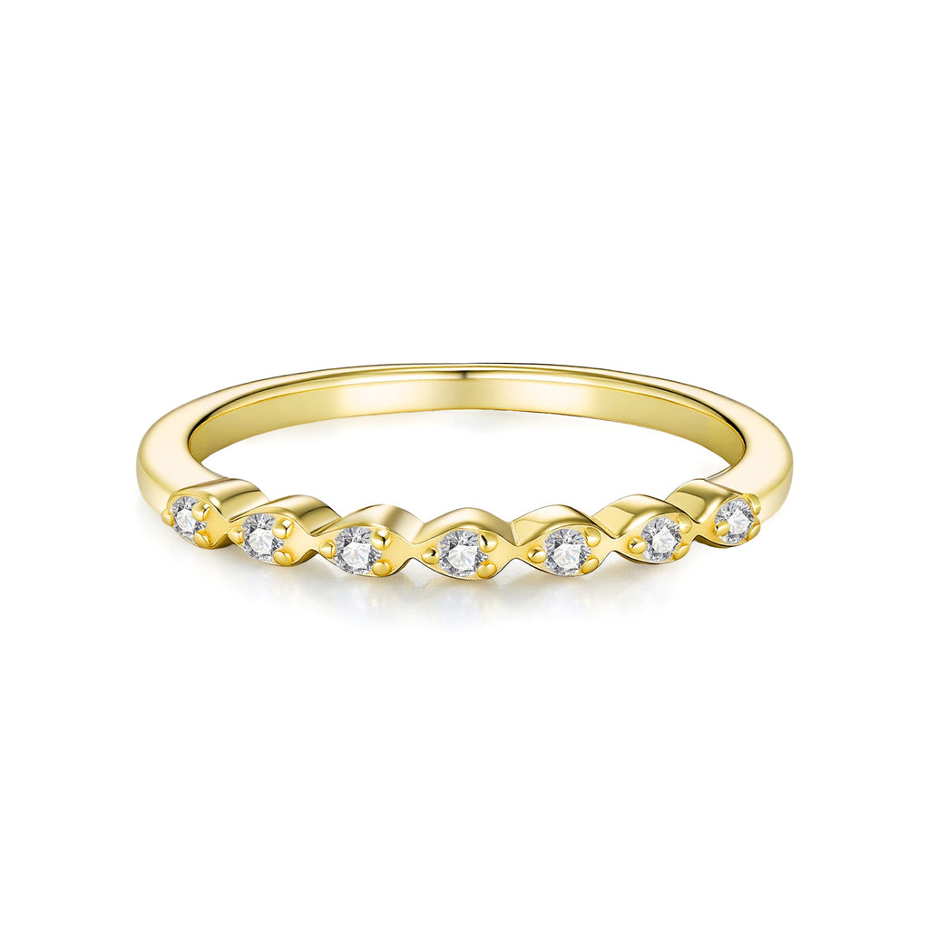 Luna Moissanite Gold Ring — engraved band detail, House of Ugarit