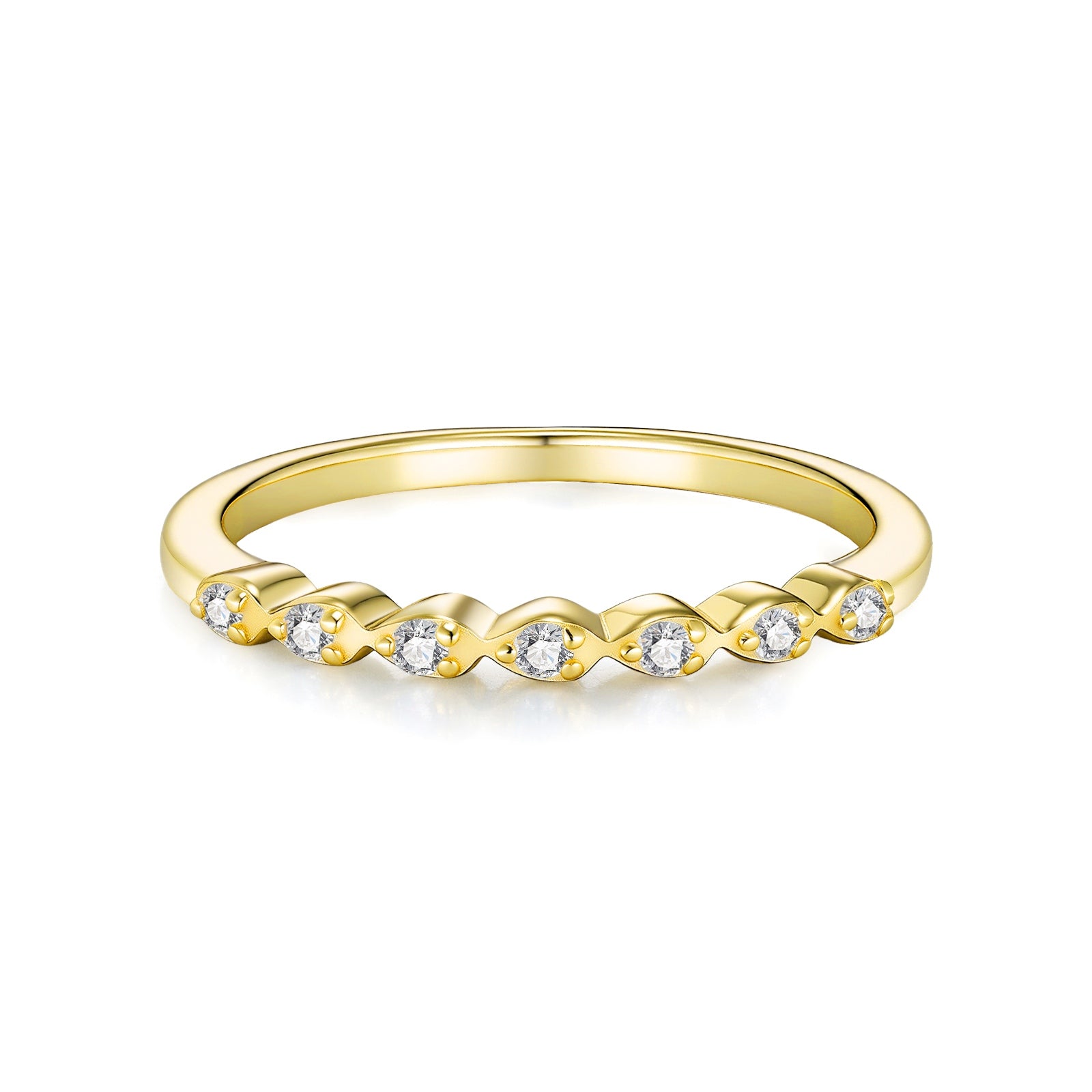 Luna Moissanite Gold Ring — engraved band detail, House of Ugarit