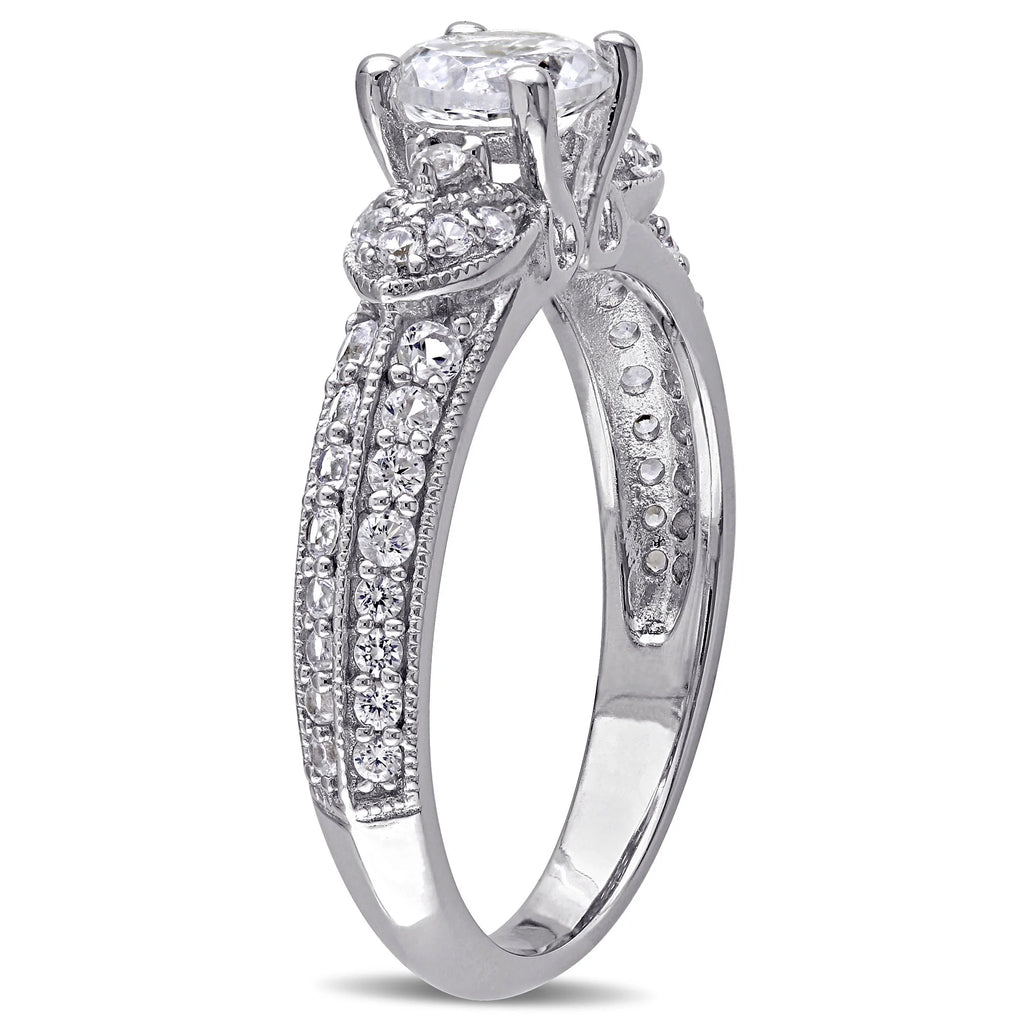 Celeste White Sapphire Engagement Ring detail — brilliant-cut created sapphire setting, House of Ugarit
