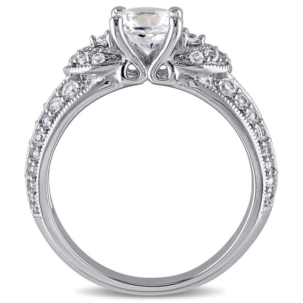 Celeste White Sapphire Engagement Ring — polished sterling silver band, House of Ugarit