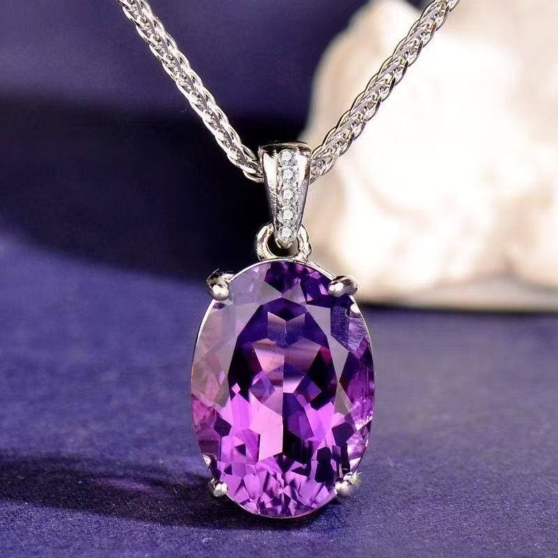 Serenity Amethyst Pendant Necklace detail — amethyst stone close-up, House of Ugarit