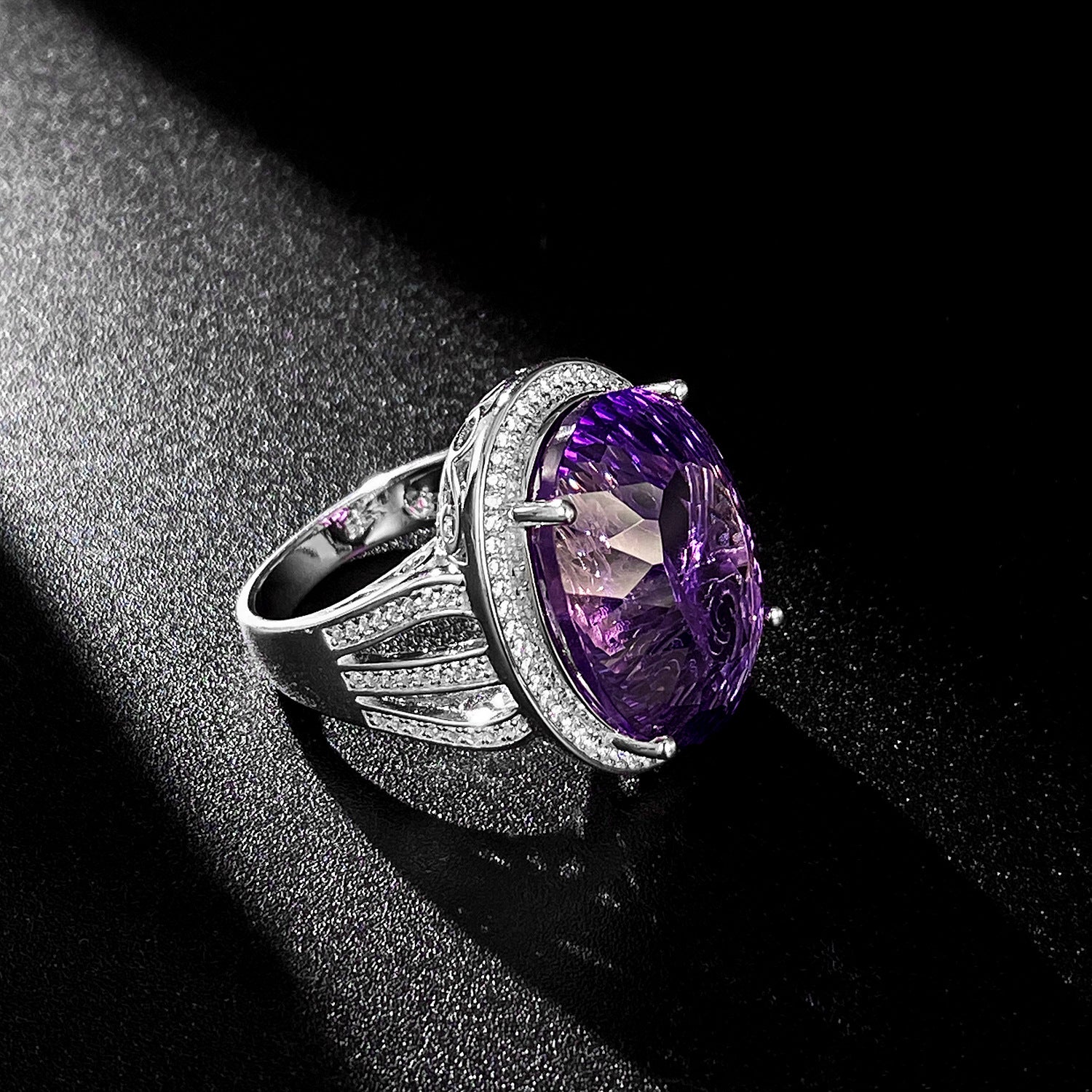 Amara Amethyst Statement Ring — band profile, House of Ugarit