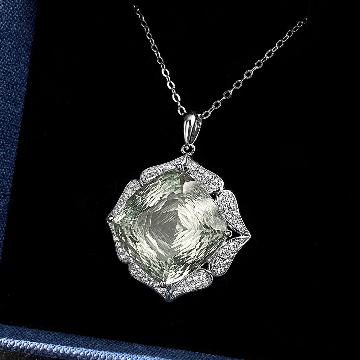 Emerald Isle Luxury Pendant Necklace detail — green stone close-up, House of Ugarit