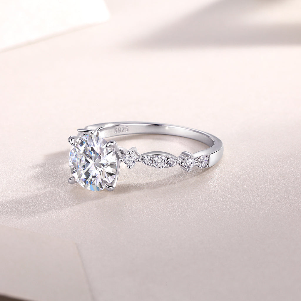 Stella Moissanite Platinum Ring — top view of solitaire setting, House of Ugarit