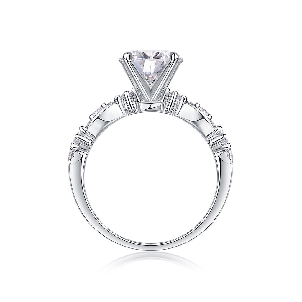 Stella Moissanite Platinum Ring detail — moissanite centre stone close-up, House of Ugarit