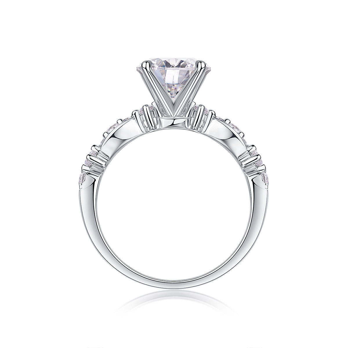 Stella Moissanite Platinum Ring detail — moissanite centre stone close-up, House of Ugarit