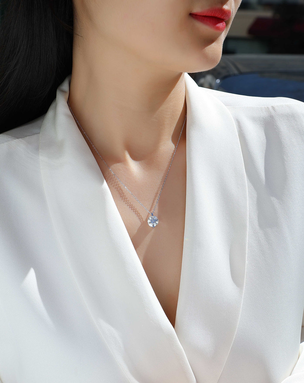 Eternity Moissanite Pendant Necklace — carat size comparison, House of Ugarit
