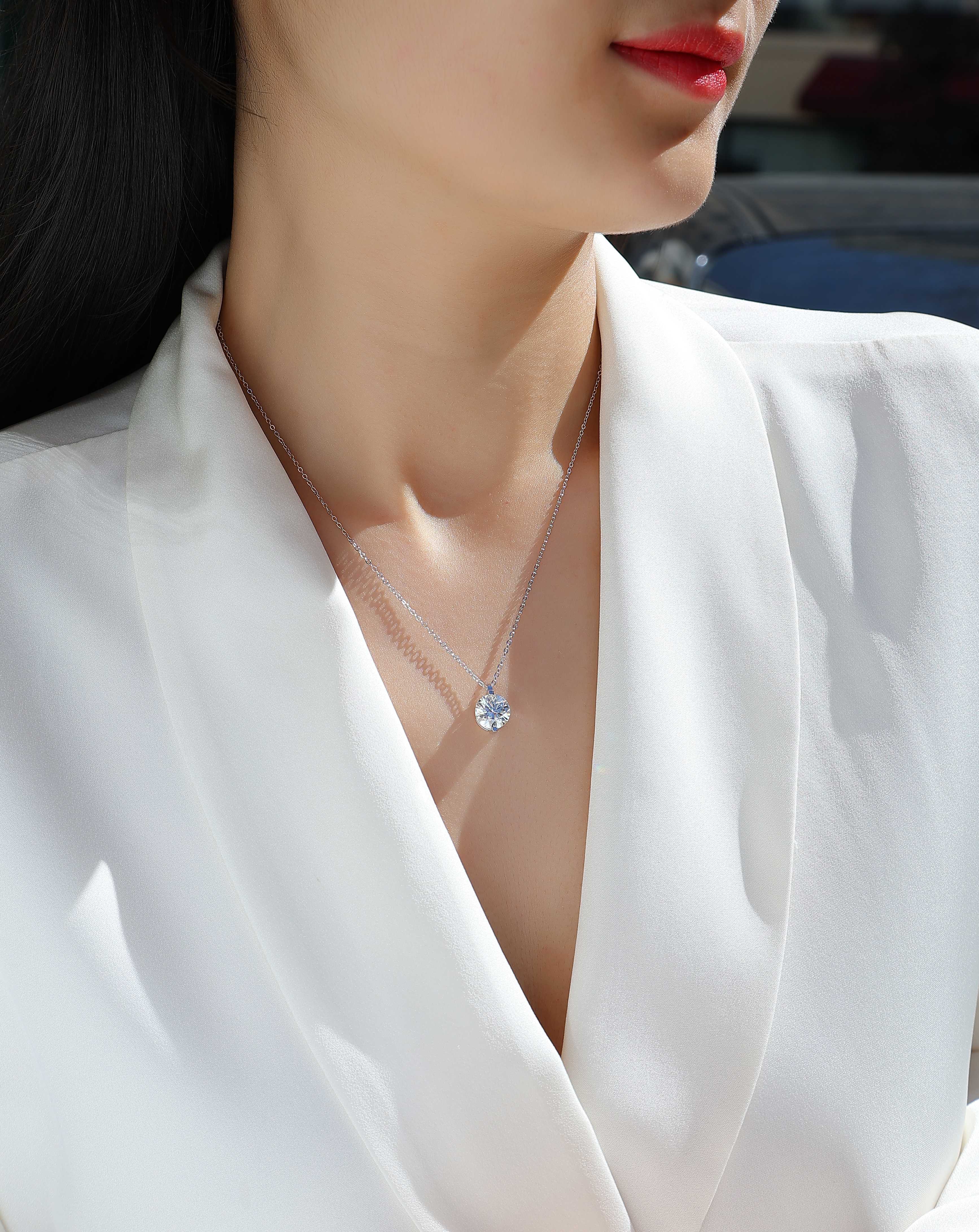 Eternity Moissanite Pendant Necklace — carat size comparison, House of Ugarit