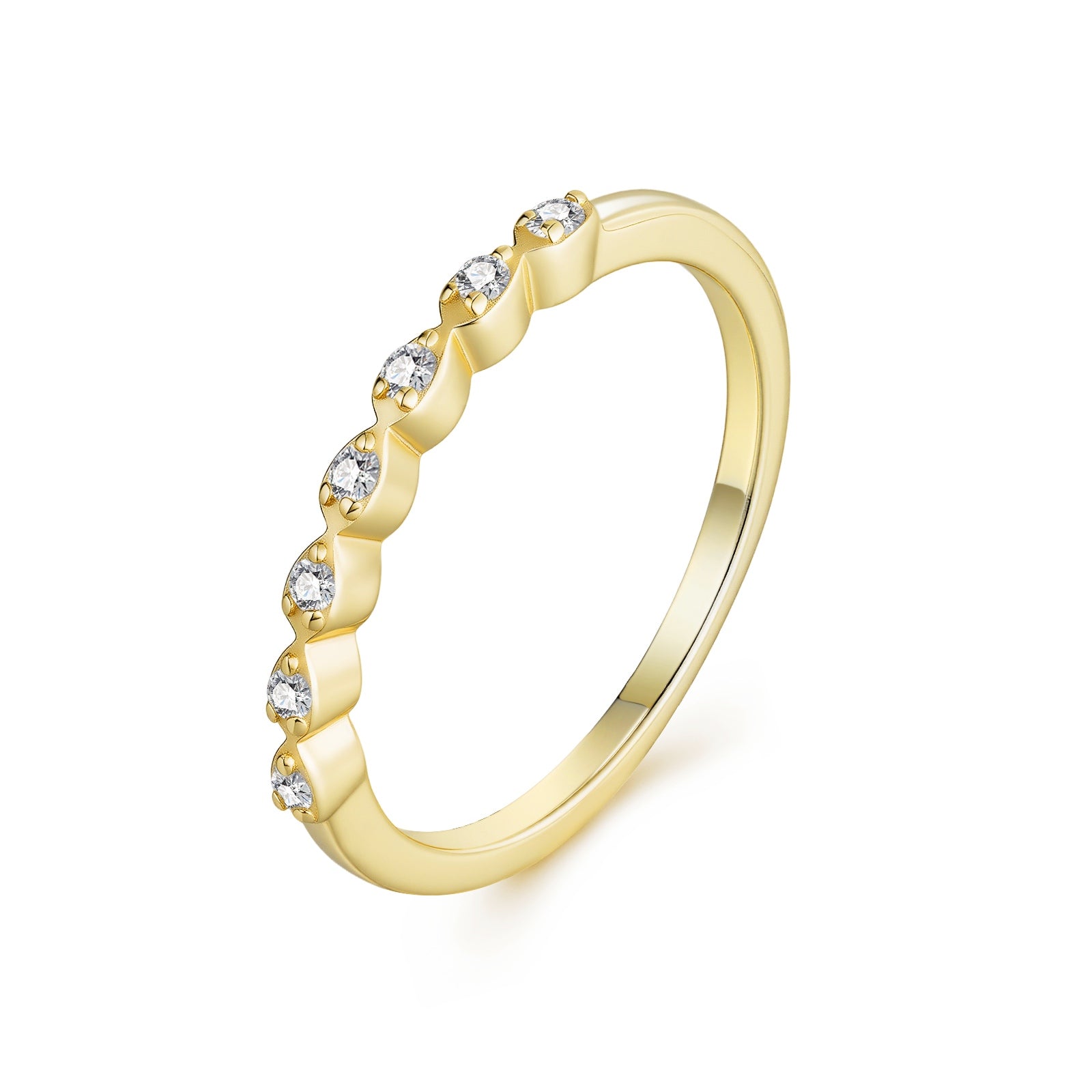 Luna Moissanite Gold Ring — moissanite ring in gold finish, House of Ugarit