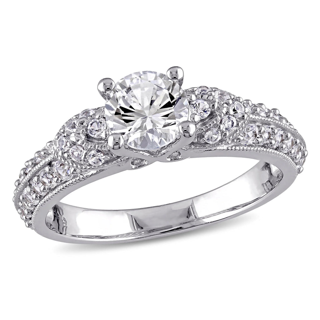 Celeste White Sapphire Engagement Ring — created white sapphire solitaire in sterling silver, House of Ugarit