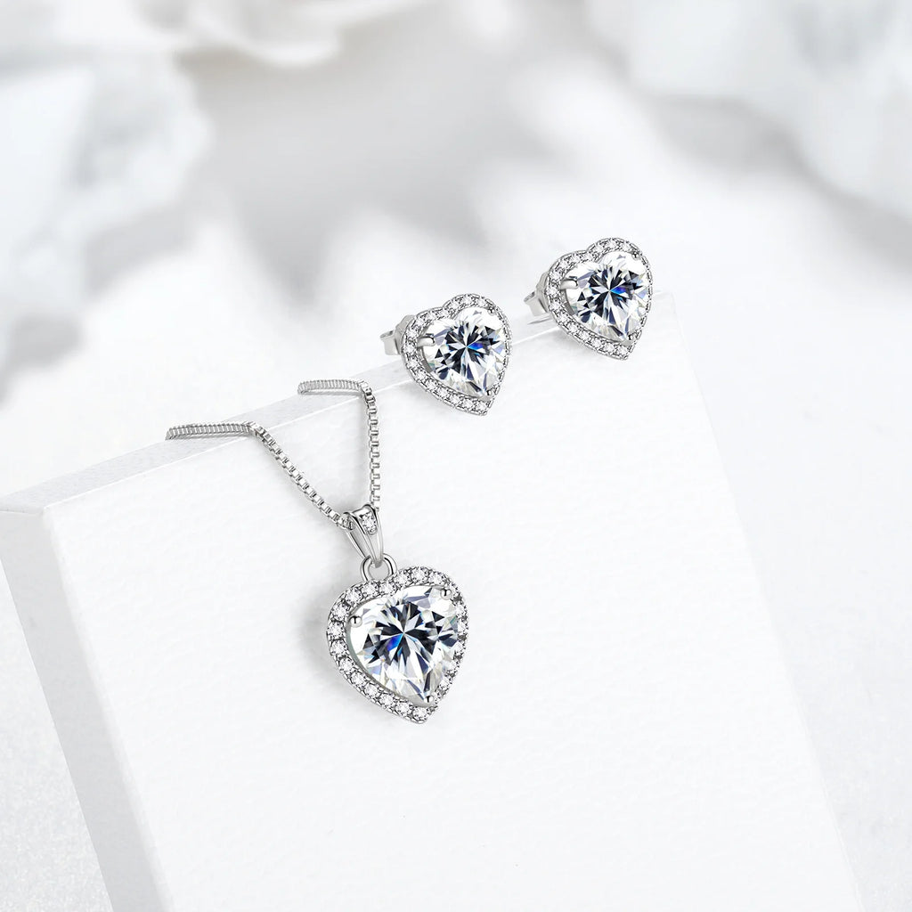 Amara Heart Jewelry Set — 925 sterling silver heart necklace and matching earrings, House of Ugarit