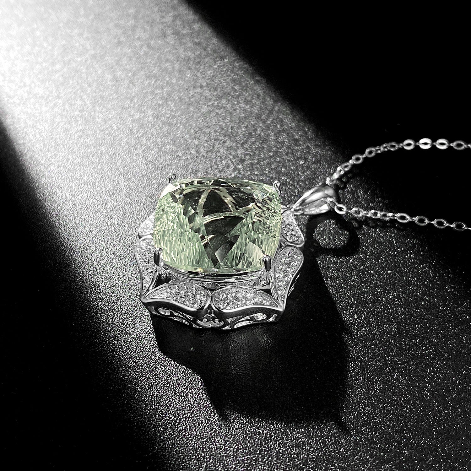 Emerald Isle Luxury Pendant Necklace — setting detail, House of Ugarit