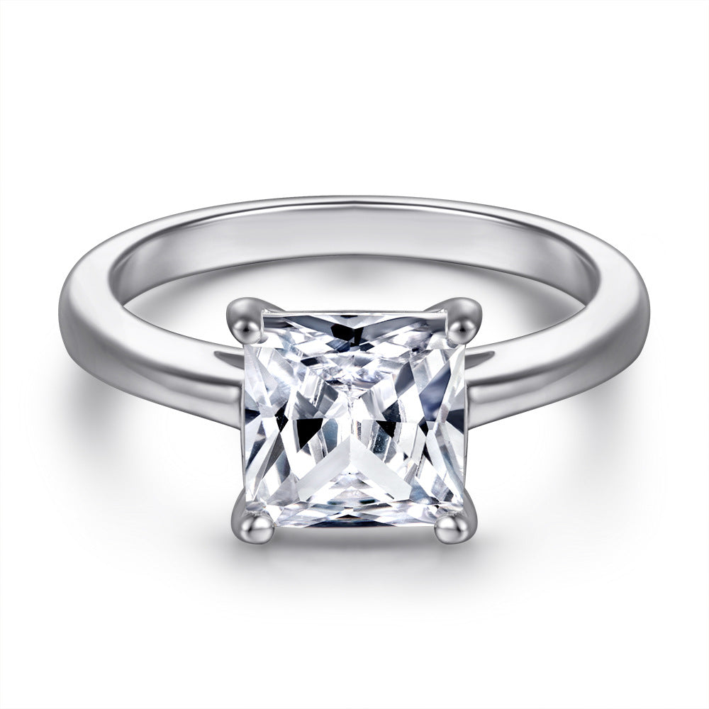 Selene Sterling Zircon Ring worn — sterling silver ring on hand, House of Ugarit