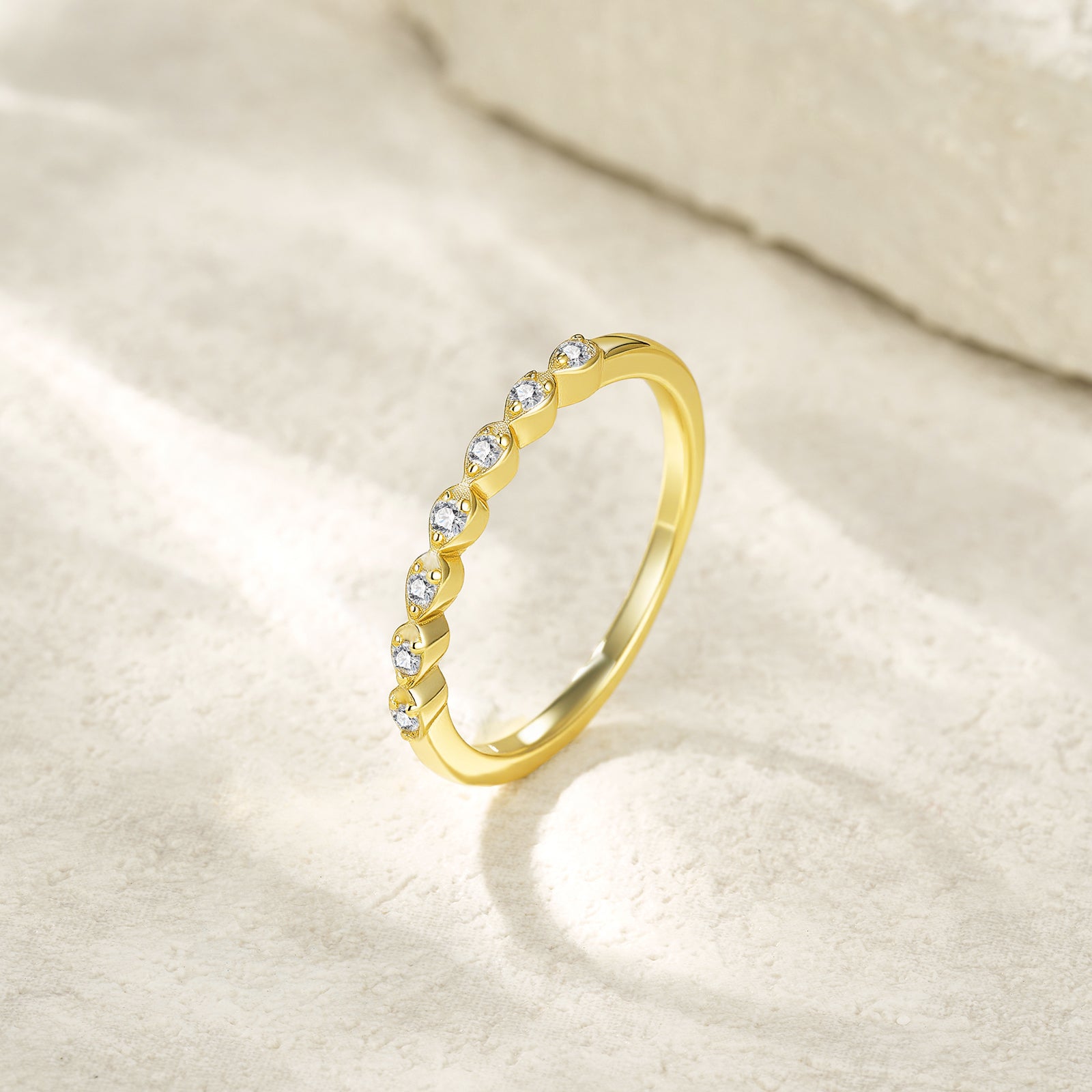 Luna Moissanite Gold Ring detail — moissanite stone close-up, House of Ugarit
