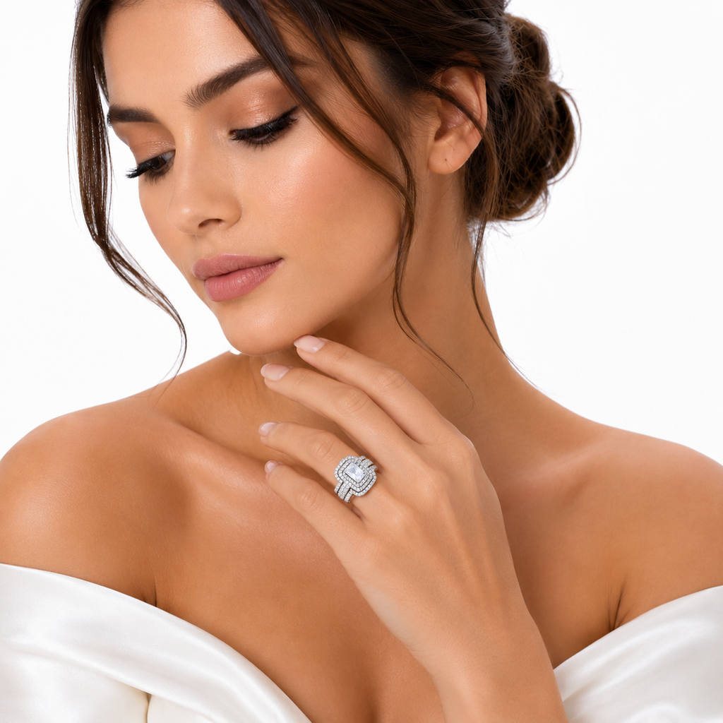 Aurelia Emerald Bridal Ring Set