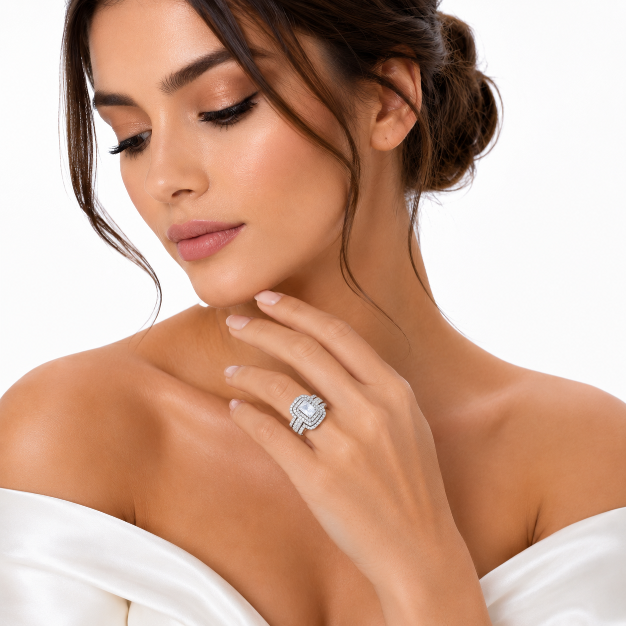 Aurelia Emerald Bridal Ring Set
