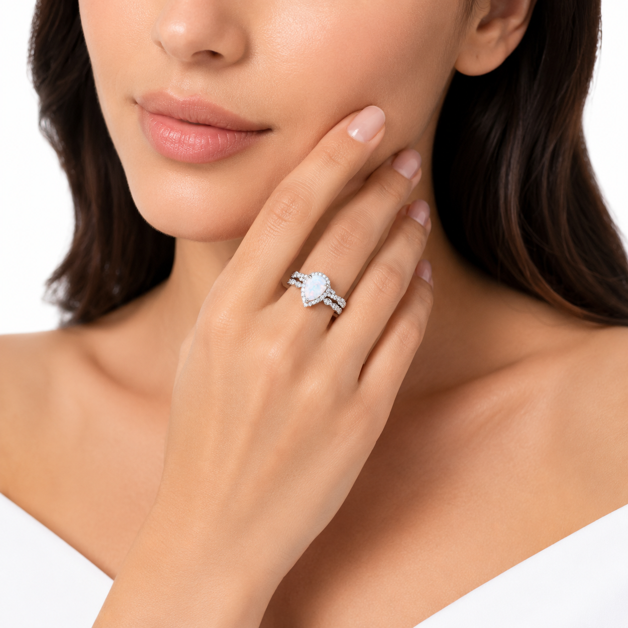 Opaline Vintage Bridal Ring Set