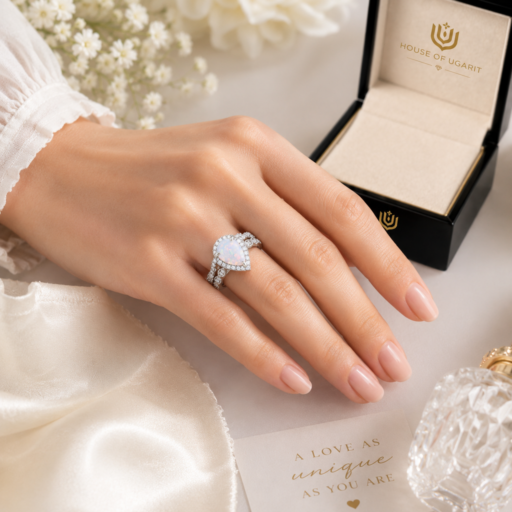 Opaline Vintage Bridal Ring Set