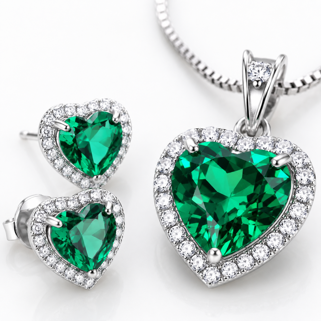 Emerald Heart Jewelry Set