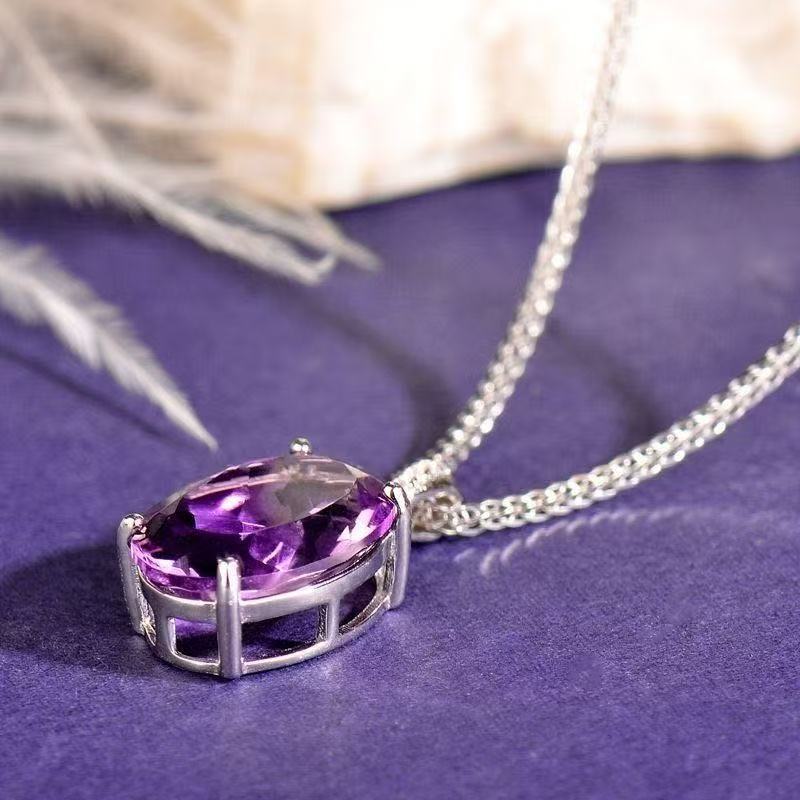 Serenity Amethyst Pendant Necklace worn — amethyst pendant, House of Ugarit