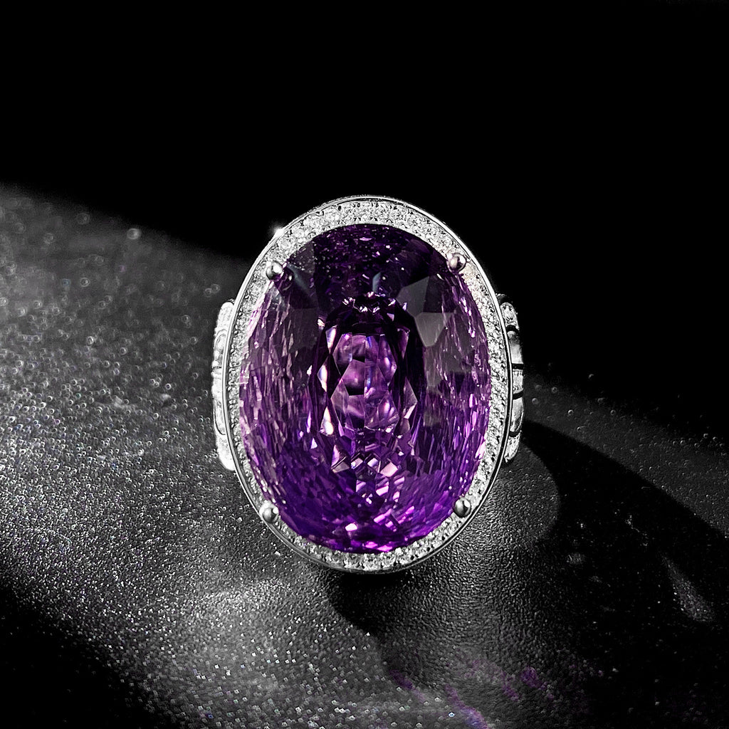 Amara Amethyst Statement Ring — side detail of setting, House of Ugarit