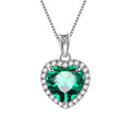 Emerald Heart Necklace — 925 sterling silver heart pendant with emerald-green stone and cubic zirconia, House of Ugarit