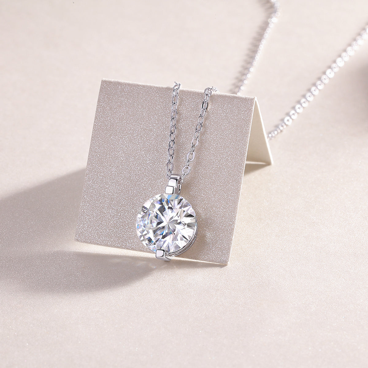 Eternity Moissanite Pendant Necklace — moissanite brilliance under light, House of Ugarit