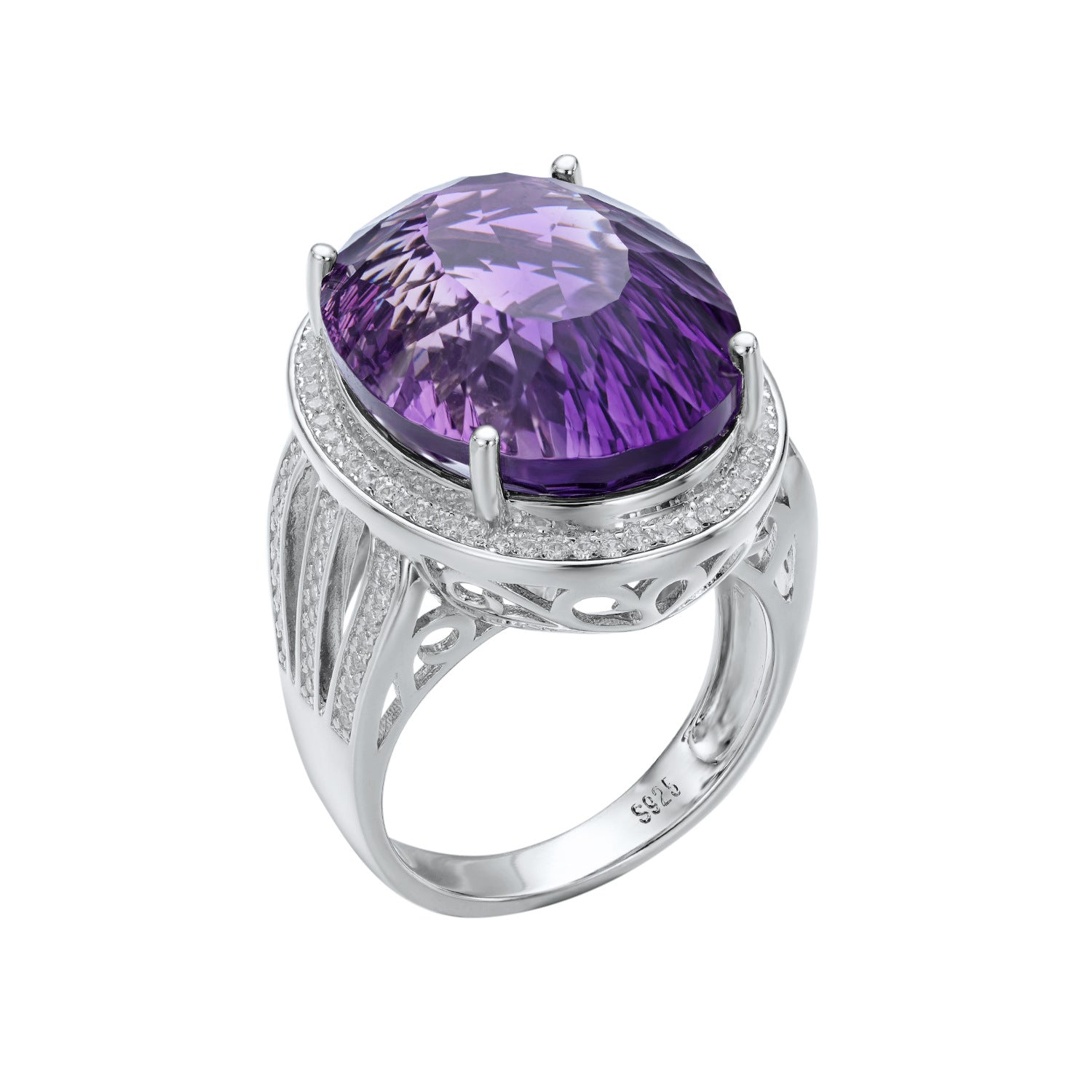 Amara Amethyst Statement Ring — large natural amethyst statement ring, House of Ugarit