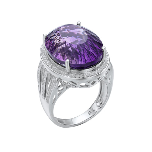 Amara Amethyst Statement Ring — large natural amethyst statement ring, House of Ugarit